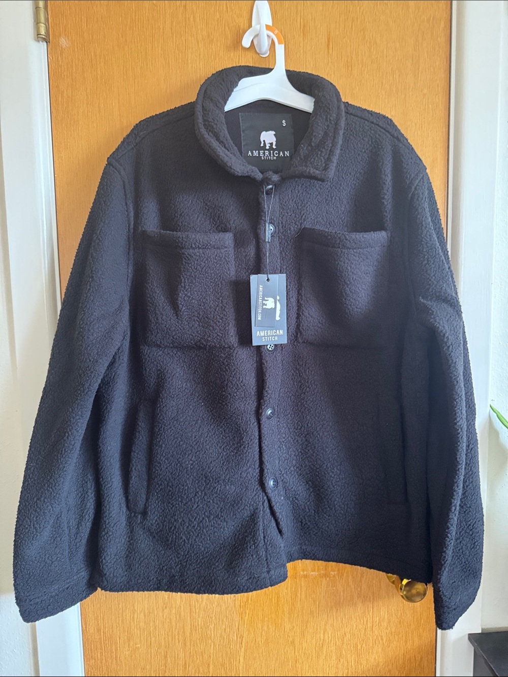 American Stitch Black Sherpa Shirt Jacket - Lightweight Layer